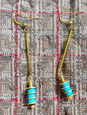 Handmade Modern Turquoise Drop Earrings